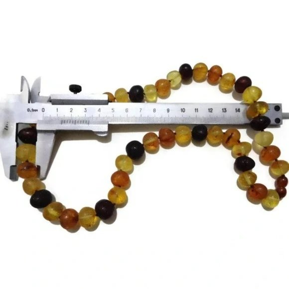 PREMIUM Large Beaded Amber Necklace, 11-13 mm Beads, Unpolished Baltic Amber - Picture 9 of 9
